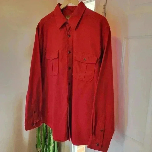 Eddie Bauer Outdoor Outfitter Red Cotton Flannel Button Down, Size XL - Picture 3 of 9
